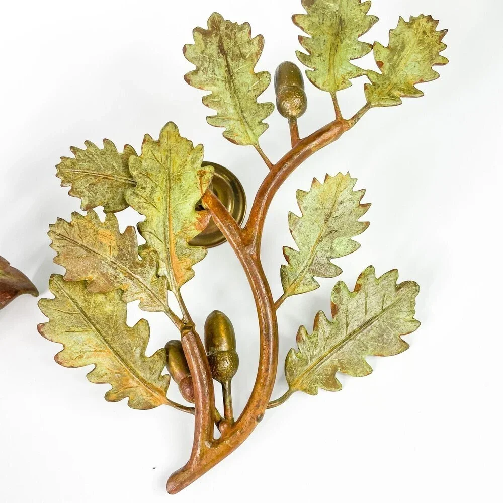 CS Arte Firenze Cast Bronze Oak Branches with Leaves And Acorns Candleholders